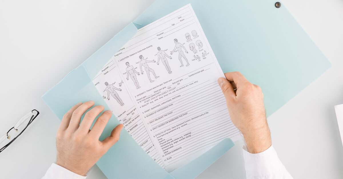 health checklist sheet with anatomy drawings